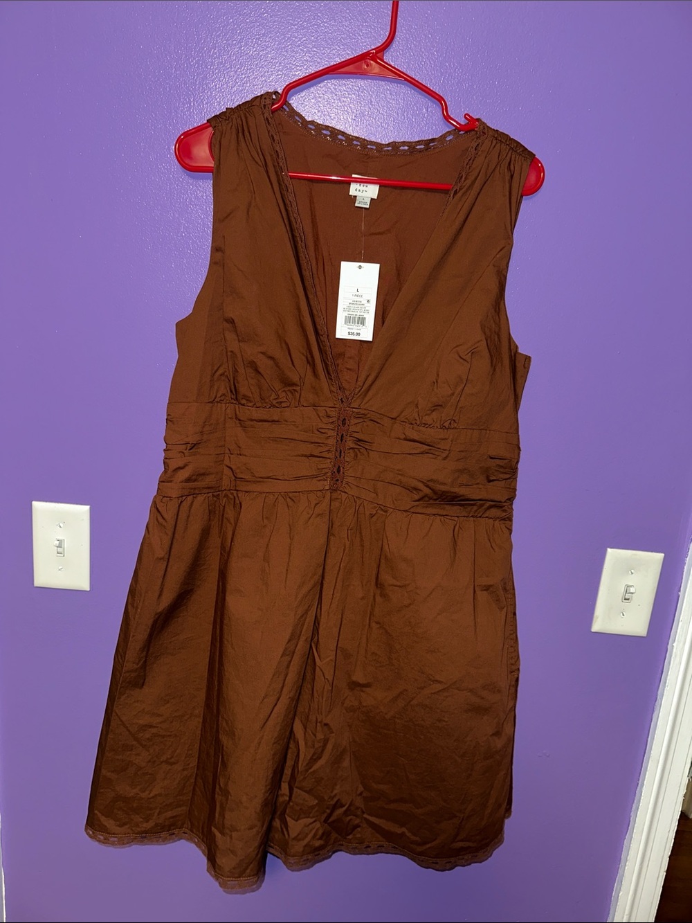 a new day Brown Sleeveless V-Neck Midi Dress